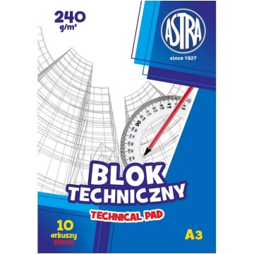 Blok techniczny ASTRA A3 240g 10 kartek biały