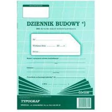 Dziennik budowy A4 TYPOGRAF 8 kartek 02011