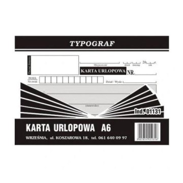 Karta Urlopowa A6 TYPOGRAF