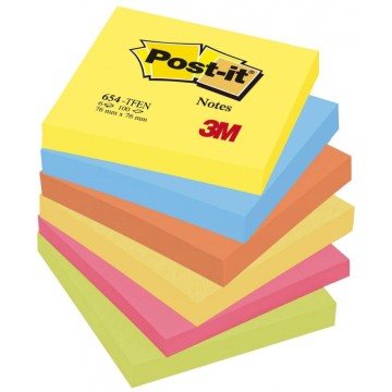 Karteczki POST-IT 76x76 6x100 Notes neon 654-TFEN