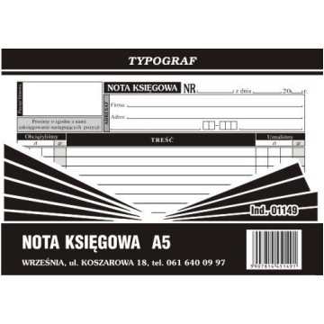 Nota księgowa A5 TYPOGRAF samokopia